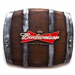 Barril Horizontal de parede em fibra decorativo - Budweiser Cerveja