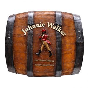 Barril Horizontal de parede em fibra decorativo - Johnnie Walker Whisky