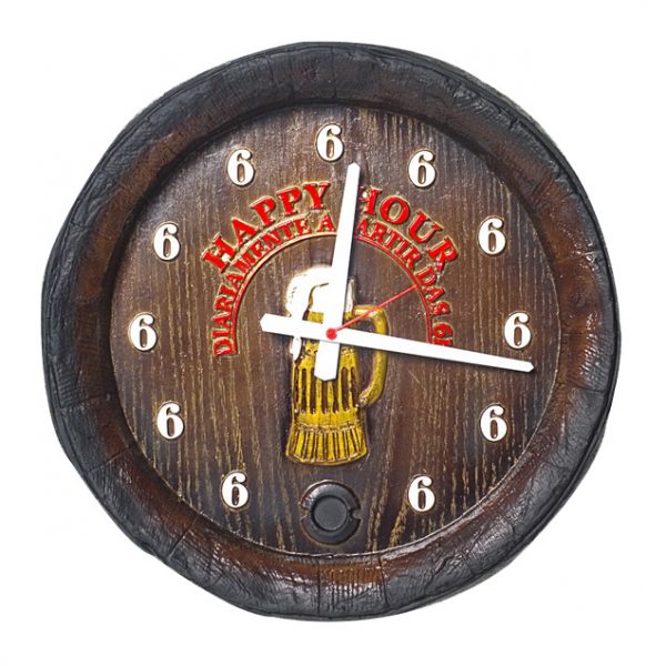 Relógio KG Barril de parede grande em Fibra - Happy Hour
