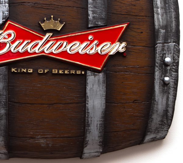 Barril Horizontal de parede em fibra decorativo - Budweiser Cerveja - Image 2