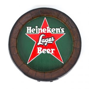 Barril de parede grande em Fibra KG - Heineken Estrela Fundo Verde Cerveja