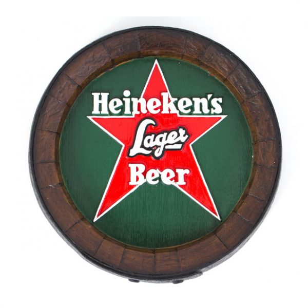 Barril de parede grande em Fibra KG - Heineken Estrela Fundo Verde Cerveja