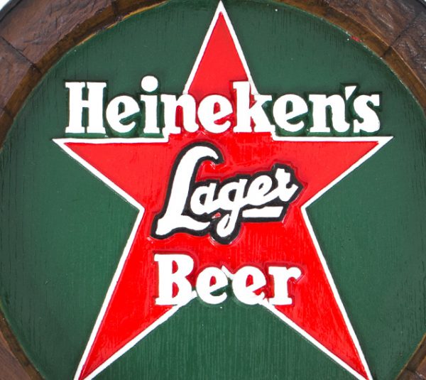 Barril de parede grande em Fibra KG - Heineken Estrela Fundo Verde Cerveja - Image 3