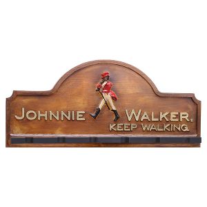 Placa KG Johnnie decorativa em fibra - Johnnie Walker - Suporte Copos / Porta-Espetos