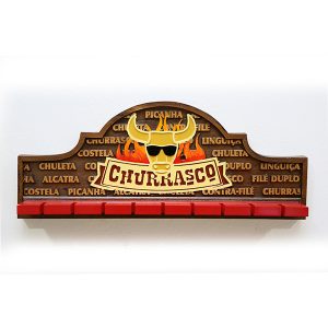 Placa KG Porta-Espetos em fibra - Churrasco Fogo - Suporte Copos / Porta-Espetos