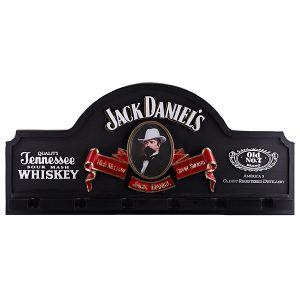 Placa KG Jack decorativa em fibra - Jack Daniels - cor preta - Suporte Copos / Porta-Espetos