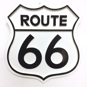 Placa Decorativa KG Rota 66 de parede em fibra - Rota 66 branco