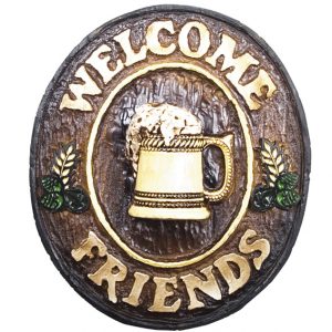 Placa KG Welcome de parede em resina - Welcome Friends Chopp (21 x 25 cm)