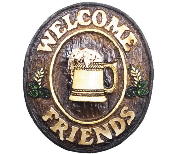 Placa KG Welcome de parede em resina - Welcome Friends Chopp (21 x 25 cm)