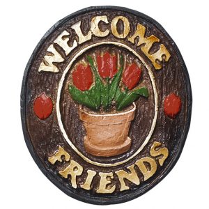 Placa KG Welcome de parede em resina - Welcome Friends Tulipa (21 x 25 cm)