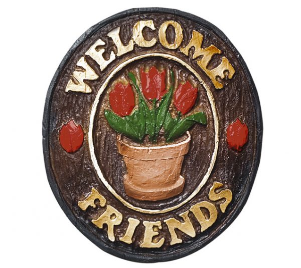 Placa KG Welcome de parede em resina - Welcome Friends Tulipa (21 x 25 cm)